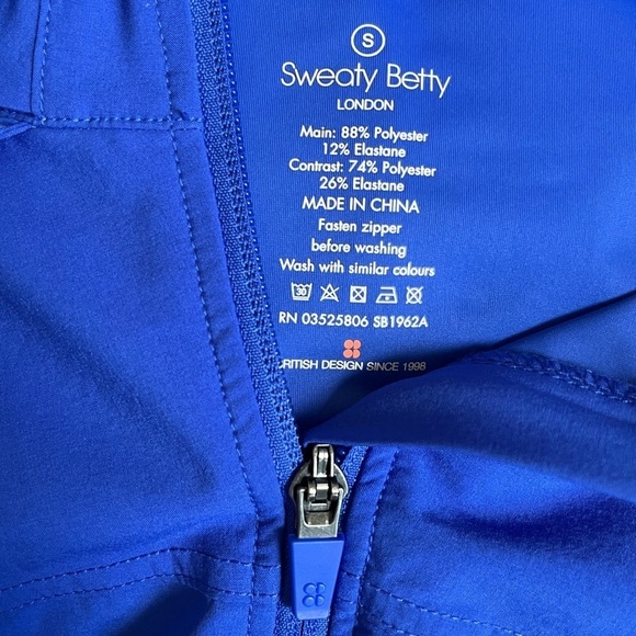 SWEATY BETTY Fast Track Running Jacket royal blue hoodie size S - Picture 9 of 11